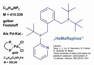 Abb. 13: Molekülstruktur von „HeMaRaphos“, einem Phosphin- Liganden für einen Palladium-Katalysator zur Herstellung von Adipinsäure-Derivaten
