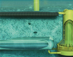 Abb. 4: Die Ocean Battery verwendet eine Blase auf dem Meeresboden, die Wasser unter Druck hält. Das Wasser in diesen Schläuchen steht unter Druck, so dass es, wenn es abgelassen wird, schnell fließt und durch Turbinen geleitet wird, die sich ebenfalls auf dem Meeresboden befinden und bei Bedarf Strom erzeugen 