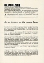 Bemerkenswertes für unsere Leser