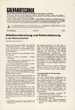 Arbeitsvorbereitung und Rationalisierung in der Galvanotechnik