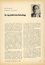 Berufung als Professor nach Köln: Dr.-Ing. habil. Artur Kutzelnigg