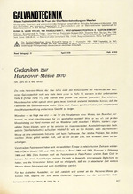 Gedanken zur Hannover-Messe 1970