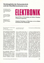 Sondergebiete der Galvanotechnik und der Oberflächenchemie in der ELEKTRONIK