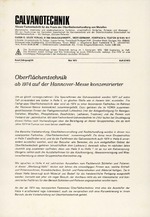 Oberflächentechnik ab 1974 auf der Hannover-Messe konzentrierter