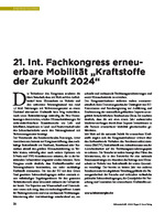 21. Int. Fachkongress erneuerbare Mobilität „Kraftstoffe der Zukunft 2024“