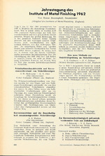 Jahrestagung des Institute of Metal Finishing 1962