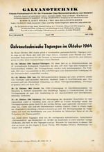 Galvanotechnische Tagungen im Oktober 1964