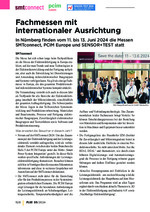 Fachmessen mit internationaler Ausrichtung – In Nürnberg finden vom 11. bis 13. Juni 2024 die Messen SMTconnect, PCIM Europe und SENSOR+TEST statt