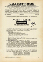 Patent-Kartei Galvanotechnik einschl. Schleifen, Polieren und Abwasser