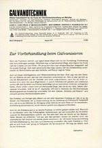 Zur Vorbehandlung beim Galvanisieren