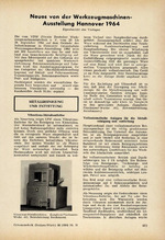 Neues von der Werkzeugmaschinen-Ausstellung Hannover 1964