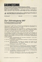 Zur Jahrestagung 1967 der Deutschen Gesellschaft für Galvanotechnik
