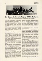 Die Galvanotechnische Tagung 1973 in Budapest