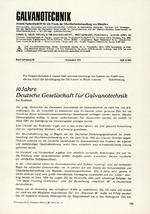 10 Jahre Deutsche Gesellschaft für Galvanotechnik