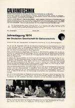 Jahrestagung 1974 der Deutschen Gesellschaft für Galvanotechnik
