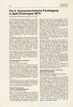 Die X. Galvanotechnische Fachtagung in Suhl (Thüringen) 1972
