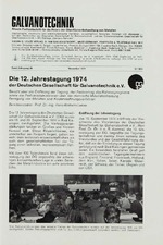 Die 12. Jahrestagung 1974 der Deutschen Gesellschaft für Galvanotechnik e.V.