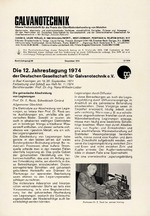 Die 12. Jahrestagung 1974 der Deutschen Gesellschaft für Galvanotechnik e.V.