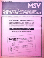 Zeitschrift für Metall- und Schmuckwarenfabrikation sowie Verchromung 08/1937